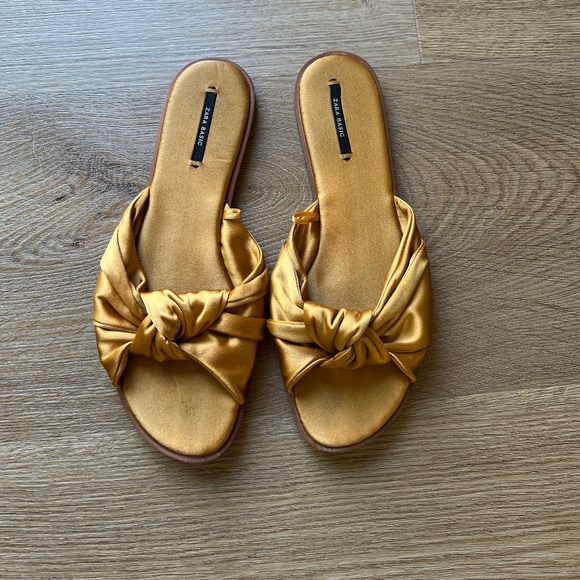 Zara Gold Satin slides size 39 - Picture 1 of 4